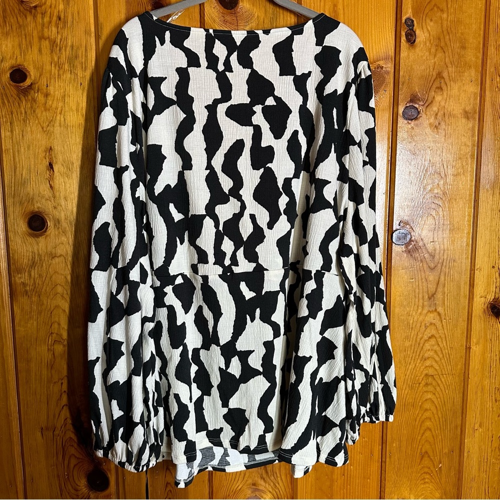 Ava & Viv Long Sleeve Sweetheart Neck Tie Front Top - Picture 2 of 9